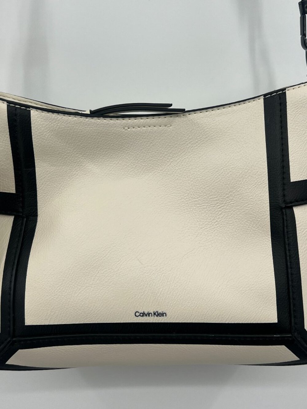 NWT Calvin Klein Aura Ivory Black Crossbody/Shoulder Bag